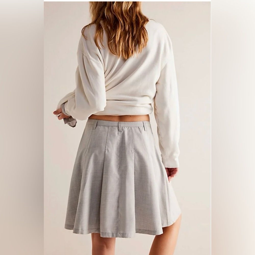 We the Free Free People Pleaded Skirt Gray‎ Size 6 New